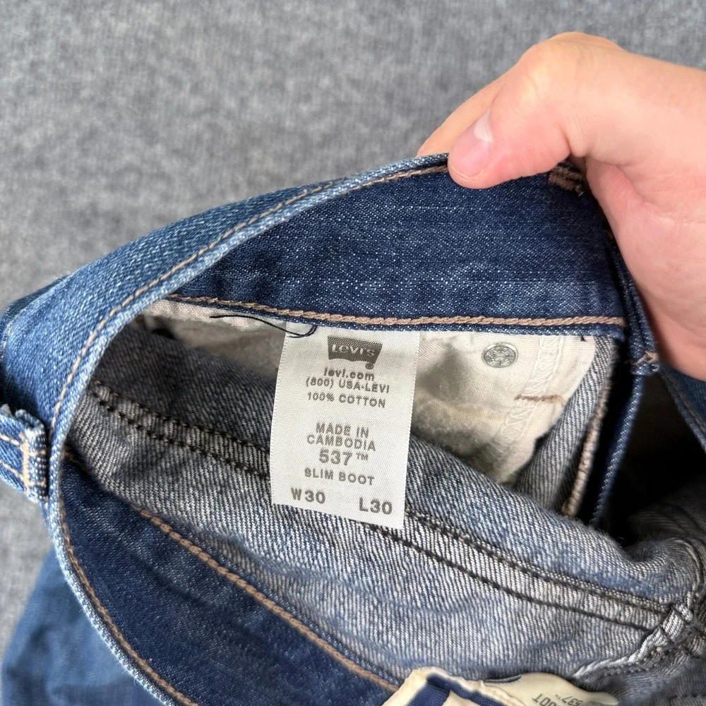 Levis 537 Jeans Mens 30x30 Slim Bootcut Blue Faded Denim Western Low Rise